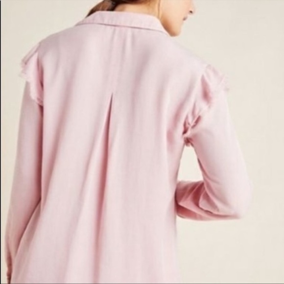 Anthropologie Cloth and Stone Pink Button Down with Frayed Shoulders - Picture 3 of 6